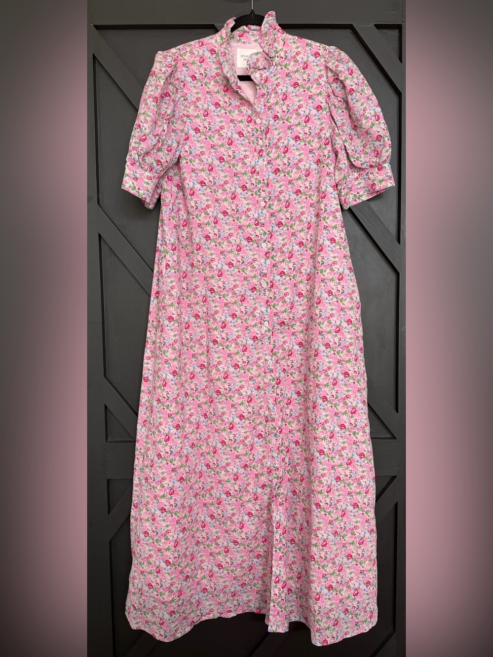 Hyacinth House Pink Multi Ruffle Collar Louisa Maxi Dress – Size Medium - Picture 6 of 11